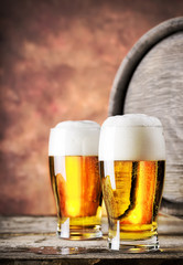 Two glasses of light beer 