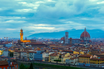Fototapeta na wymiar Famous view of Florence at twilight, Italy