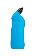 Blue bottle of cleaning supply for toilet