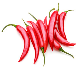 red chili or chilli cayenne pepper isolated on white  background