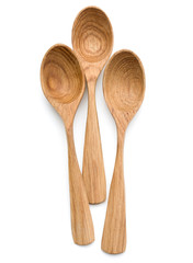 Carving wooden spoon isolated on white background cutout