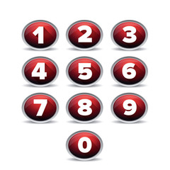 Number set vector red