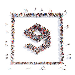 people in the shape of media icons.