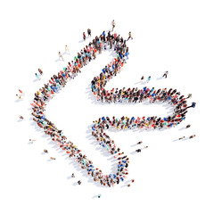 People in the form of arrows.