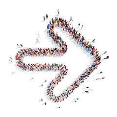 People in the form of arrows.