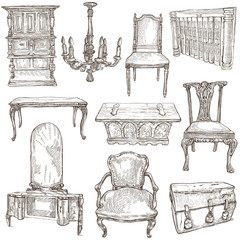 Fototapeta premium Furniture - Freehand sketches on white