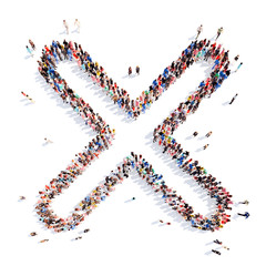 People in the form of arrows.