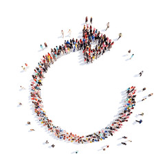 People in the form of arrows.