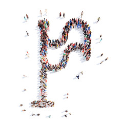 people in the shape of a flag.