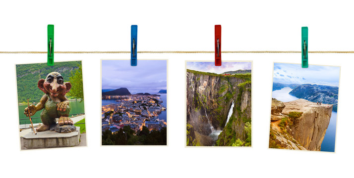 Norway travel photography on clothespins
