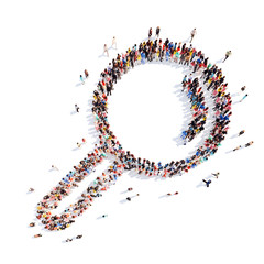 people in the shape of a magnifying glass.