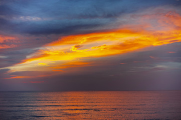 Sunset on the beach with beautiful sky
