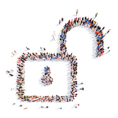 people in the shape of lock.