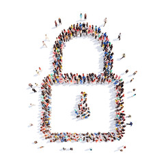 people in the shape of lock.