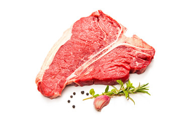Bifteck de T-bone de viande fraîche crue