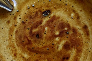 Non caffeinated coffee like drink texture with spoon
