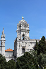 Fototapeta na wymiar Tower of Jeronimos Monastery, Mosteiro dos Jeronimos, Lisbon, Portugal 
