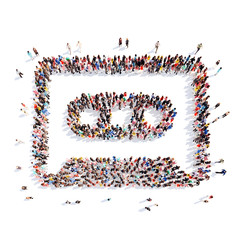 people in the shape of tape cassettes.