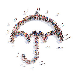 people in the shape of an umbrella.