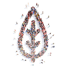  people in the shape of leaves.