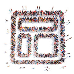 people in the shape of abstract symbols.