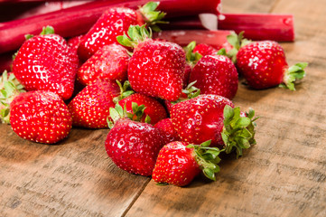 Strawberries and rhubarb for jelly