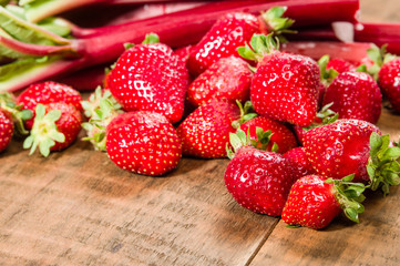 Strawberries and rhubarb for jelly