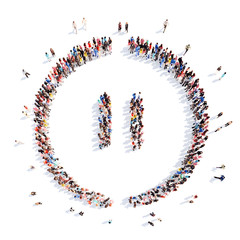 people in the shape of a button play.