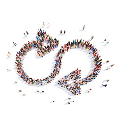 People in the form of arrows.