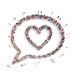 People in the shape of a chat bubble.