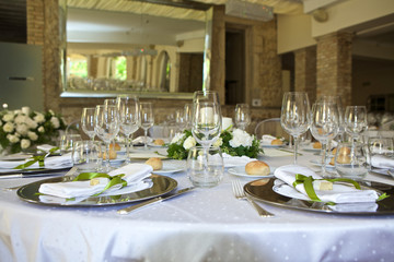 A table set for a reception.