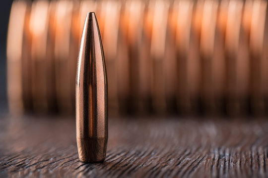 Macro shot of copper bullets 