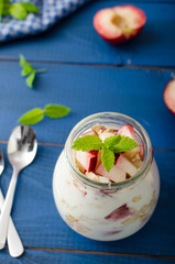 Domestic yogurt with fruit and granola