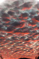 Red sunset cloud formation vertical