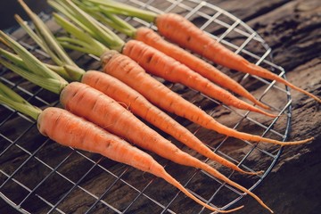 Baby carrots, fresh vegetables grown with pesticides and non-tox