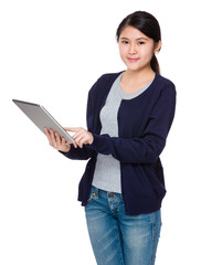 Asian young woman use of digital tablet