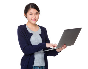 Young lady use of laptop computer