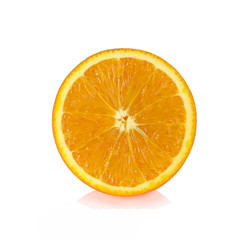 Slice of orange isolated on white.