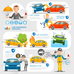 Car insurance business character and icons template.