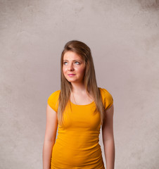 Portrait of a young cute girl with empty copy space