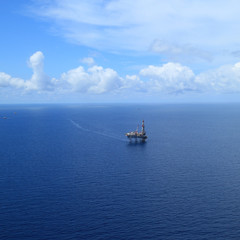 Aerial View of Offshore Jack Up Drilling Rig