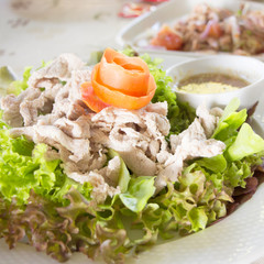 Boiled pork with spicy sauce