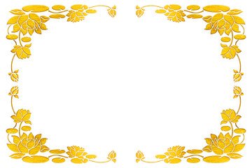 Ornament elements, vintage gold floral stucco designs isolated o