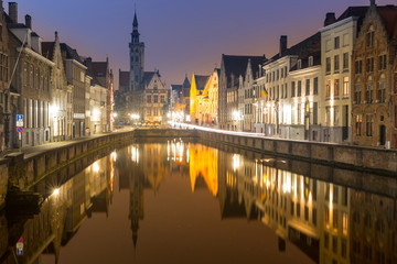 Bruges, Belgium at night