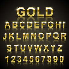 glossy golden font design set