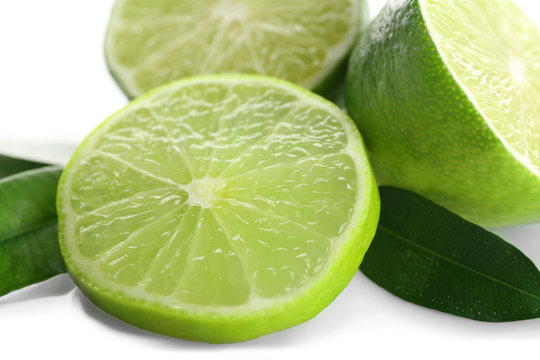 Sliced fresh limes, closeup