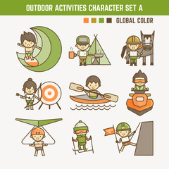 Fun Outdoor Activity Icons Featuring Various Sports