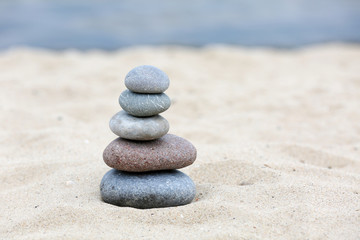 Fototapeta premium Zen stones balance spa on beach