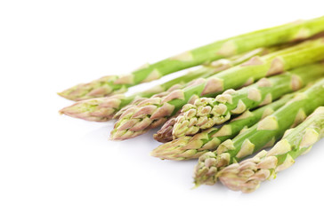 Fresh asparagus isolated on  white
