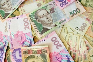Obraz na płótnie Canvas different Ukrainian money in cash